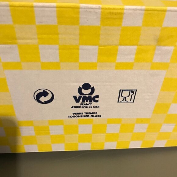 NEW Vintage VMC France set of 6 cups and saucers in box, cobalt blue glass - Picture 11 of 14